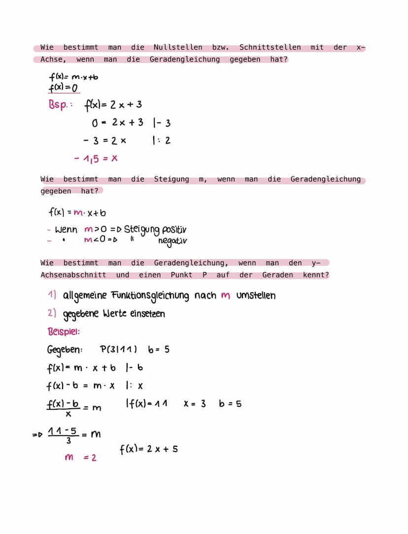 Linerare funktionen
•Refinition
Bei einer linearen Funktion gibt m die Steigung und b den y-Achsenabschnitt an.
f(x)= mx +b
↑
↑
Steigung
mit
