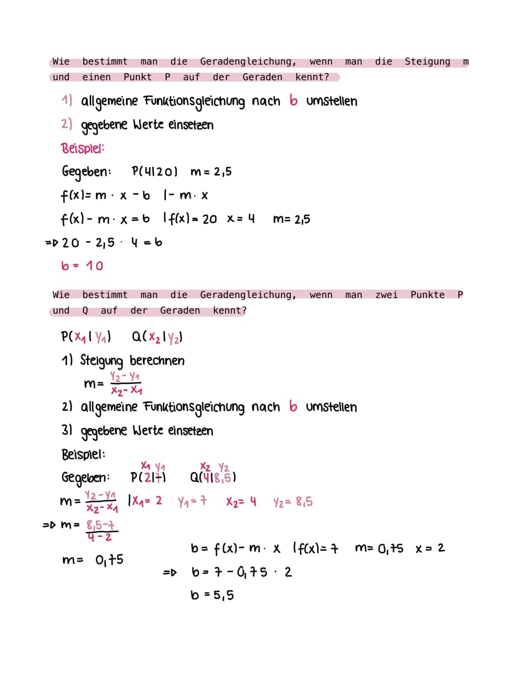 Linerare funktionen
•Refinition
Bei einer linearen Funktion gibt m die Steigung und b den y-Achsenabschnitt an.
f(x)= mx +b
↑
↑
Steigung
mit