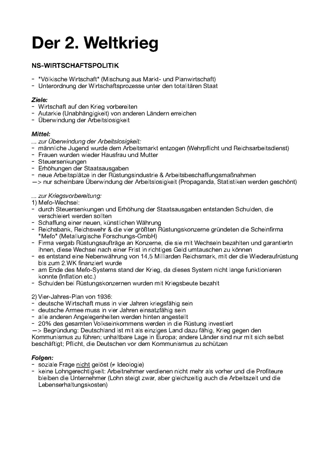 NS-Wirtschaftspolitik: Ziele, Maßnahmen und Zusammenfassung einfach erklärt