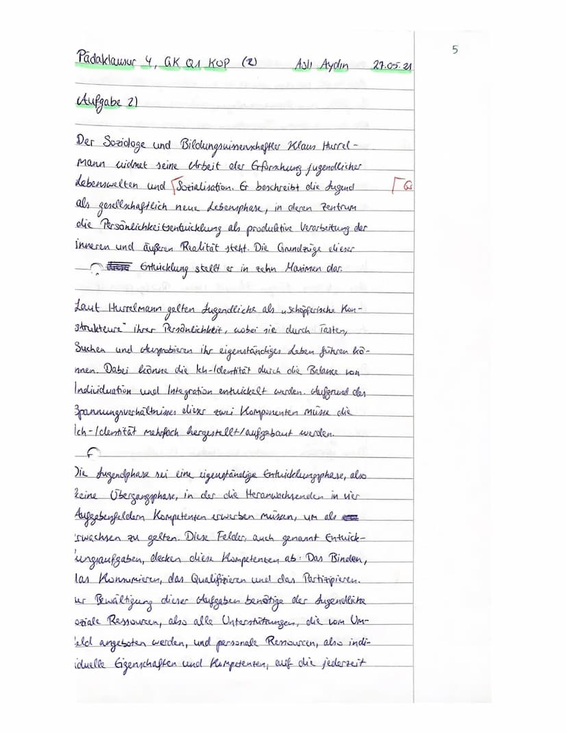 ))
Klausur Nr.4
Jahrgangsstufe Q1.2
Name: ASLI
Teilleistungen - Kriterien
a) Inhaltliche Leistung
Auf. 1
Auf. 2
ANFORDERUNGEN
Der Prüfling
2