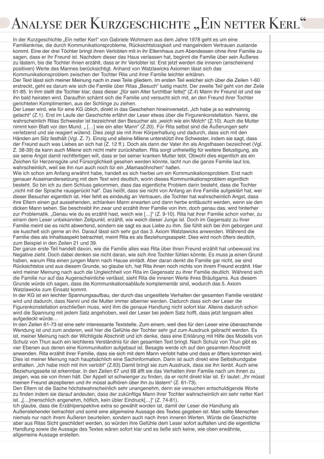 WIE SCHREIBE ICH EINE ANALYSE ZU EINER KURZGESCHICHTE?
.
.
Handlung: Gibt es einen Konflikt, einen Wendepunkt oder ein Dilemma? Wird im Lauf