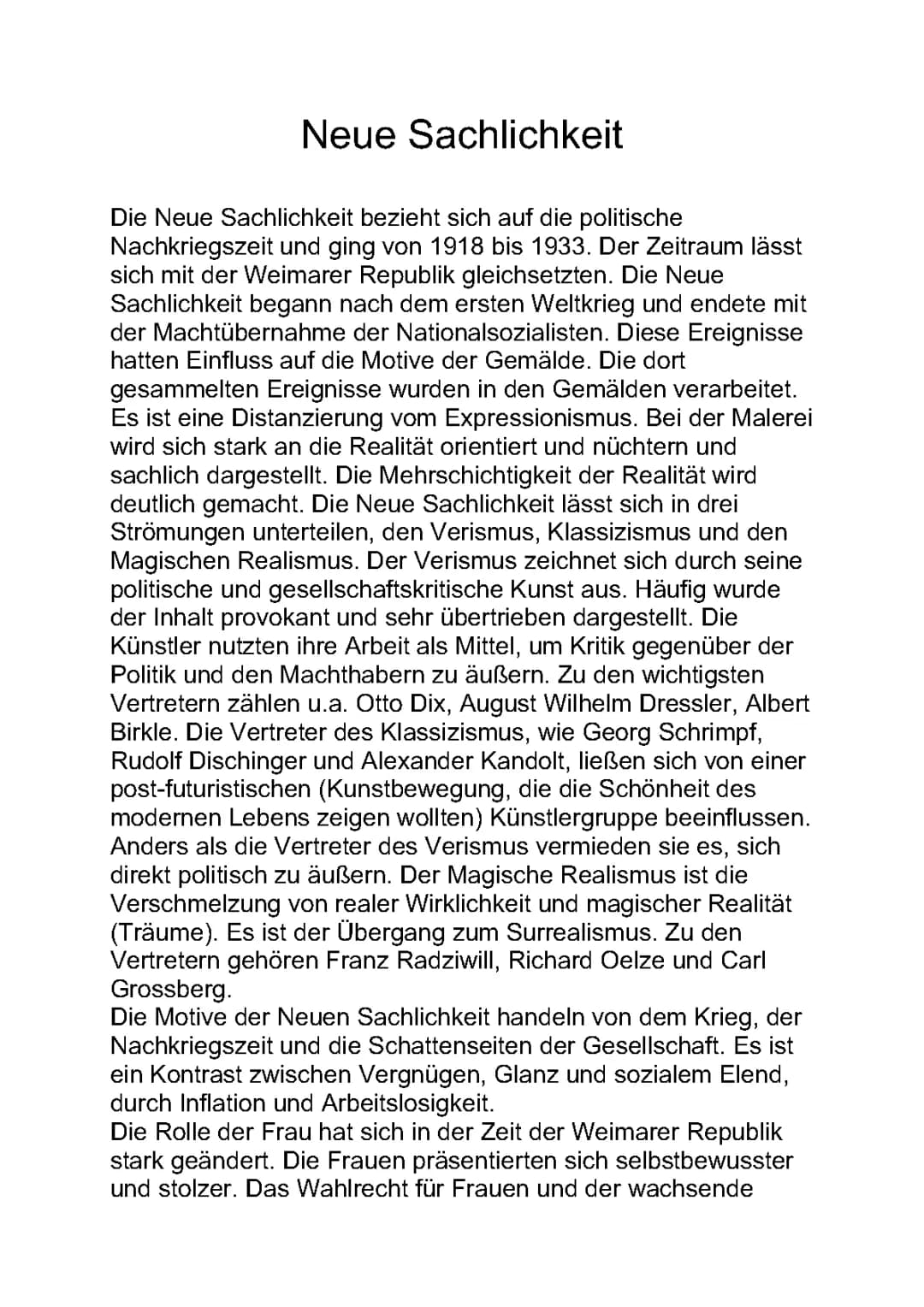 Neue Sachlichkeit: Gedichte, Literatur und Otto Dix Bilder