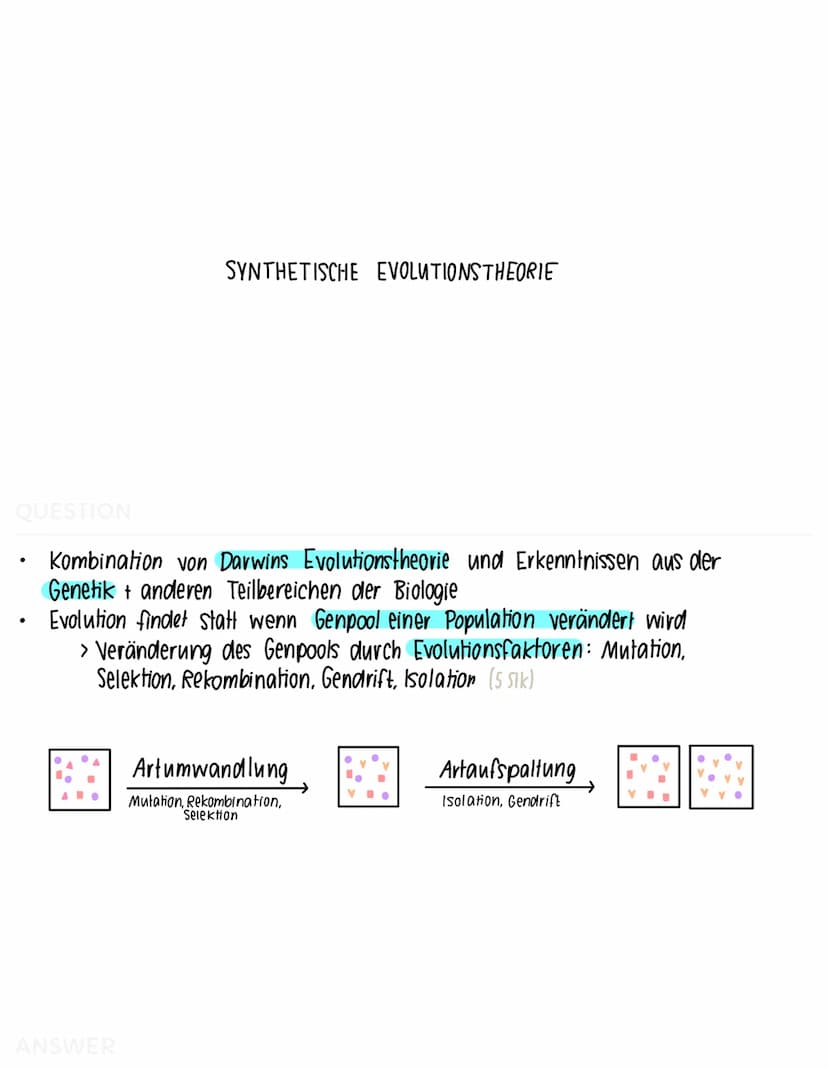 QUESTION
BIOLOGISCHER ARTBEGRIFF
Eine Art ist eine Gruppe von Lebewesen, die sich in der Natur
miteinander kreuzen und lebensfähige + frucht