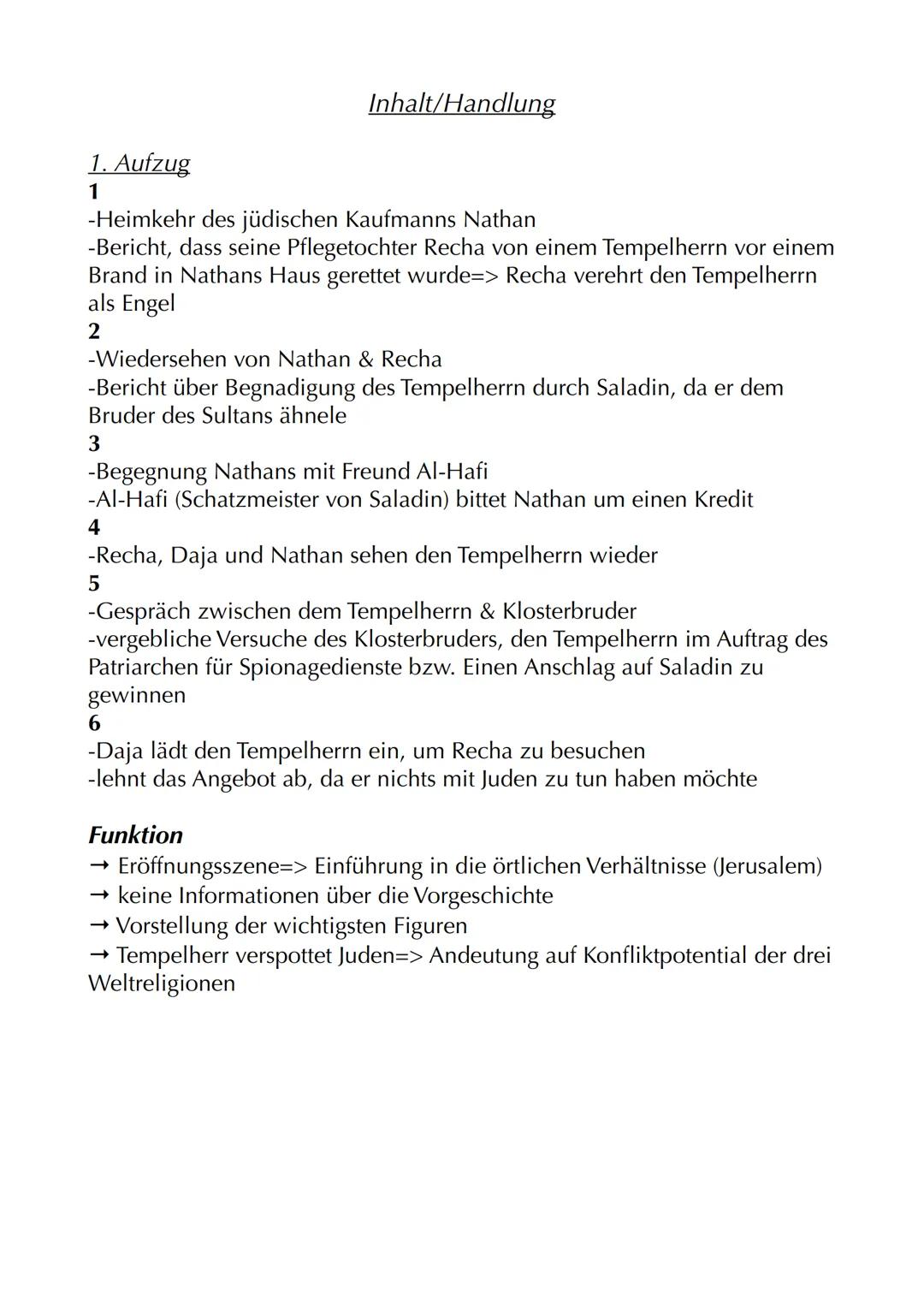 Nathan der Weise
Autor: Gotthold Ephraim Lessing
Jahr: 1779
Textsorte: Dramatisches Gedicht
Aufbau: 5 Aufzüge/Akte mit jeweiligen Auftritten