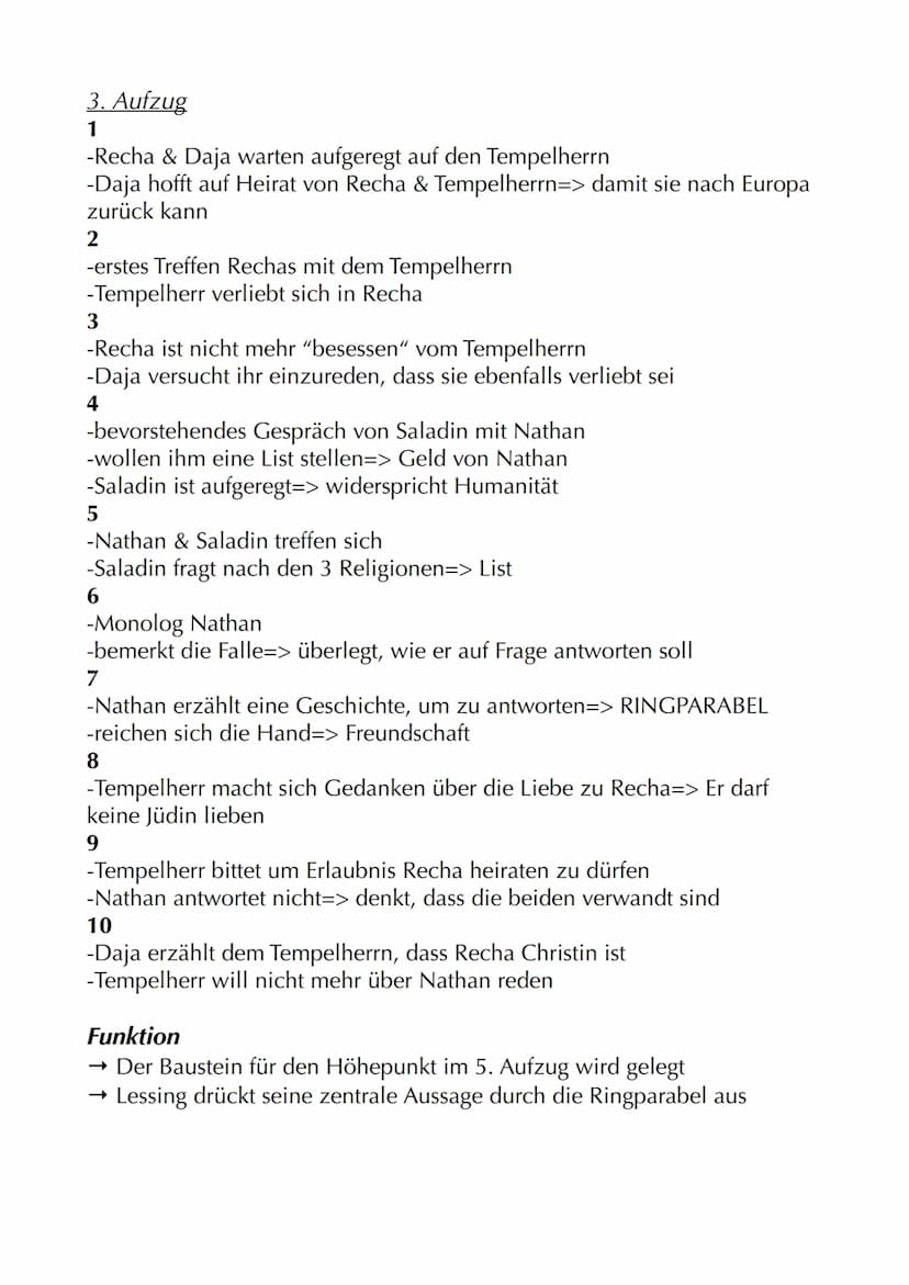 Nathan der Weise
Autor: Gotthold Ephraim Lessing
Jahr: 1779
Textsorte: Dramatisches Gedicht
Aufbau: 5 Aufzüge/Akte mit jeweiligen Auftritten