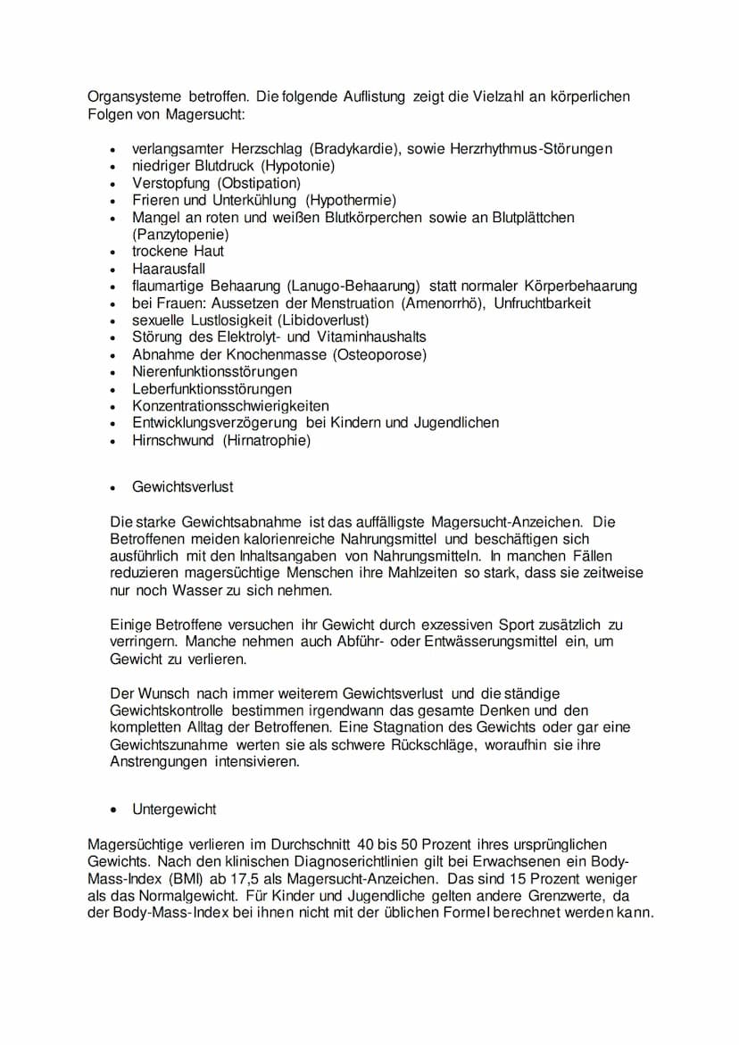 Magersucht (Anorexia nervosa)
Die Magersucht (Anorexia nervosa) ist eine schwere psychische Erkrankung. Die
Betroffenen verlieren durch kran