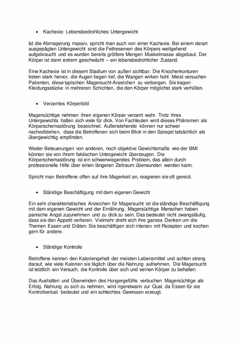 Magersucht (Anorexia nervosa)
Die Magersucht (Anorexia nervosa) ist eine schwere psychische Erkrankung. Die
Betroffenen verlieren durch kran