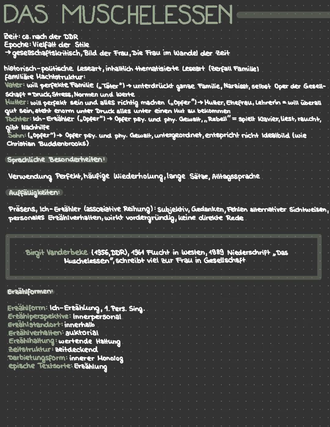 Muschelessen Zusammenfassung 