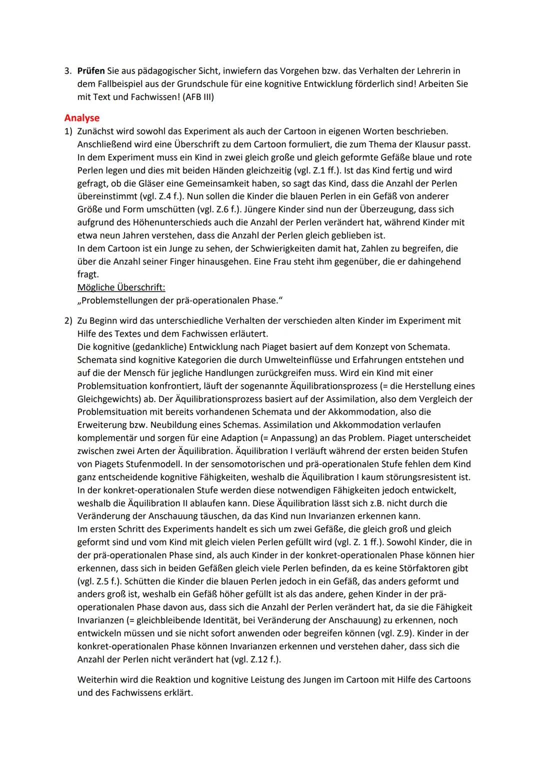 Kognitive Entwicklung nach J.Piaget
Vorgegebene Materialien
Experiment
In einem [...] Experiment werden dem Kind zwei Gefäße von gleicher Fo