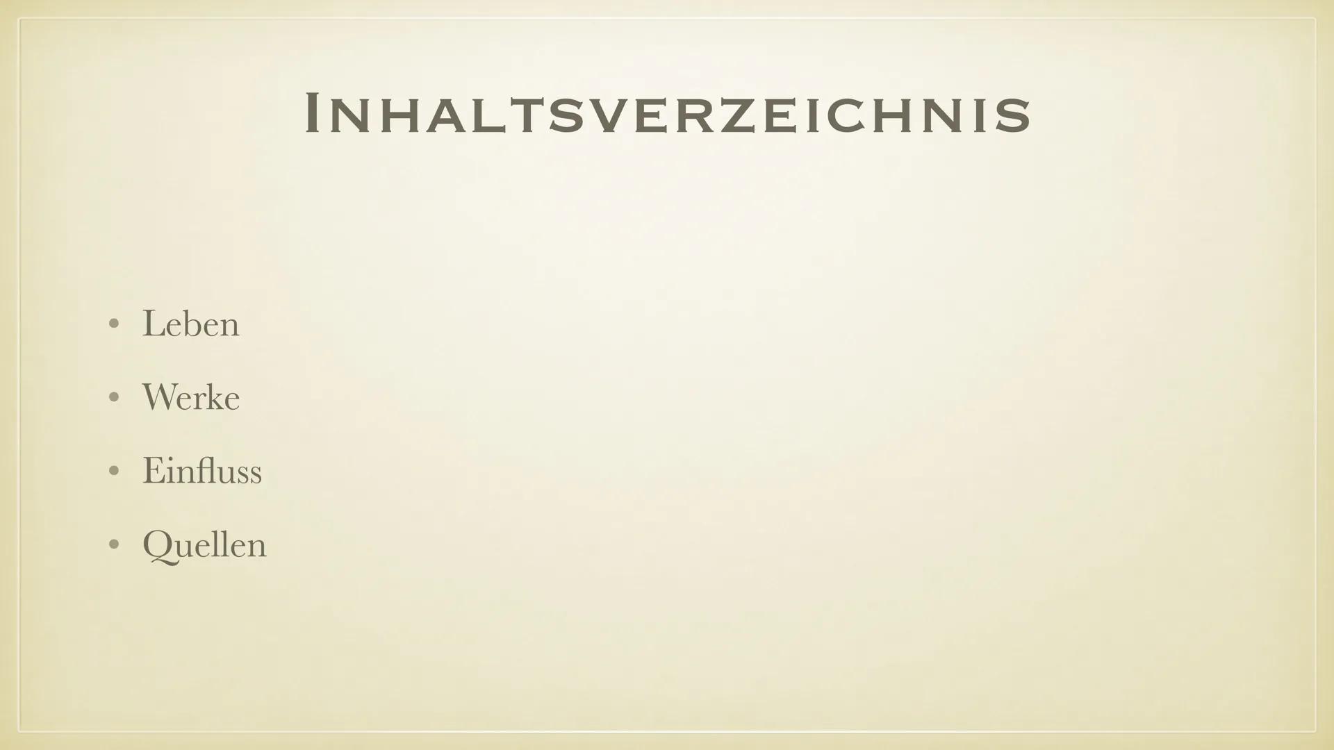 FRIEDRICH SCHILLER
LEBEN, WERKE, EINFLUSS ●
●
●
Leben
Werke
Einfluss
Quellen
INHALTSVERZEICHNIS LEBEN • 10.November 1759 in Marbach am Necka