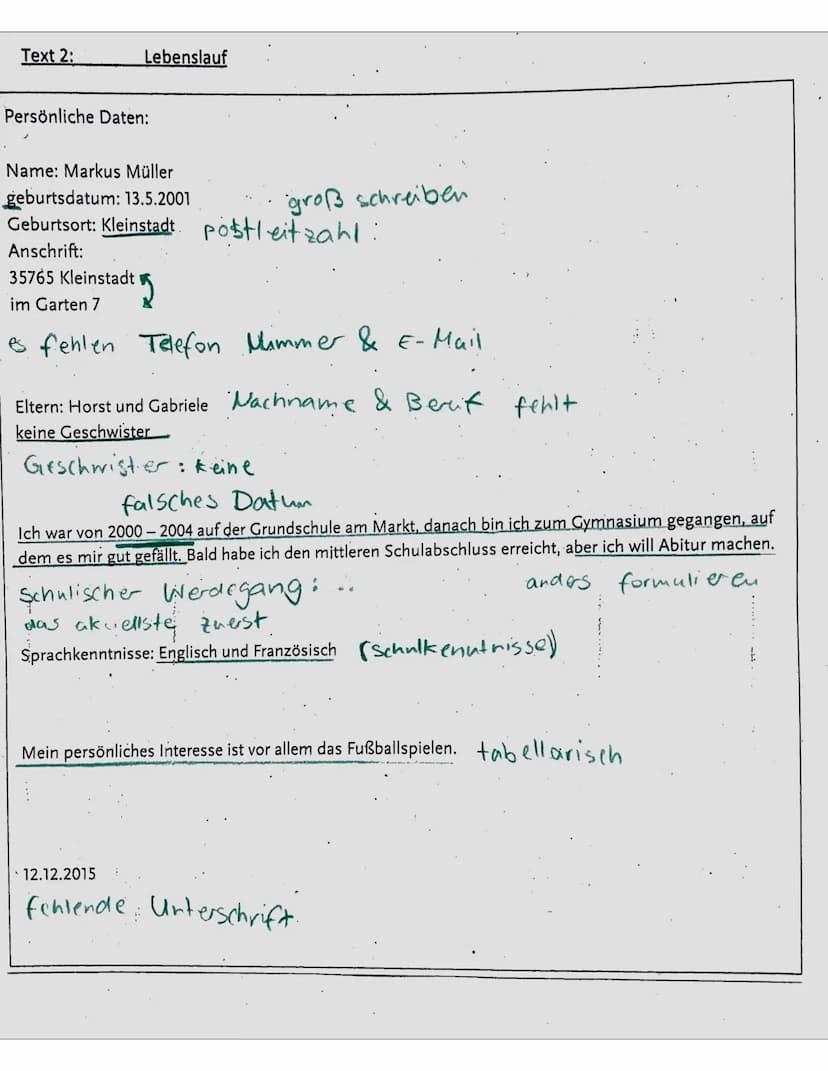 Nar
Deutsch
Punkte: 40/42
Note (abzügl. FQ):
Aufgabenstellung:
1. Klassenarbeit
Thema: Bewerbung
Unterschrift eines Erziehungsberechtigten:
