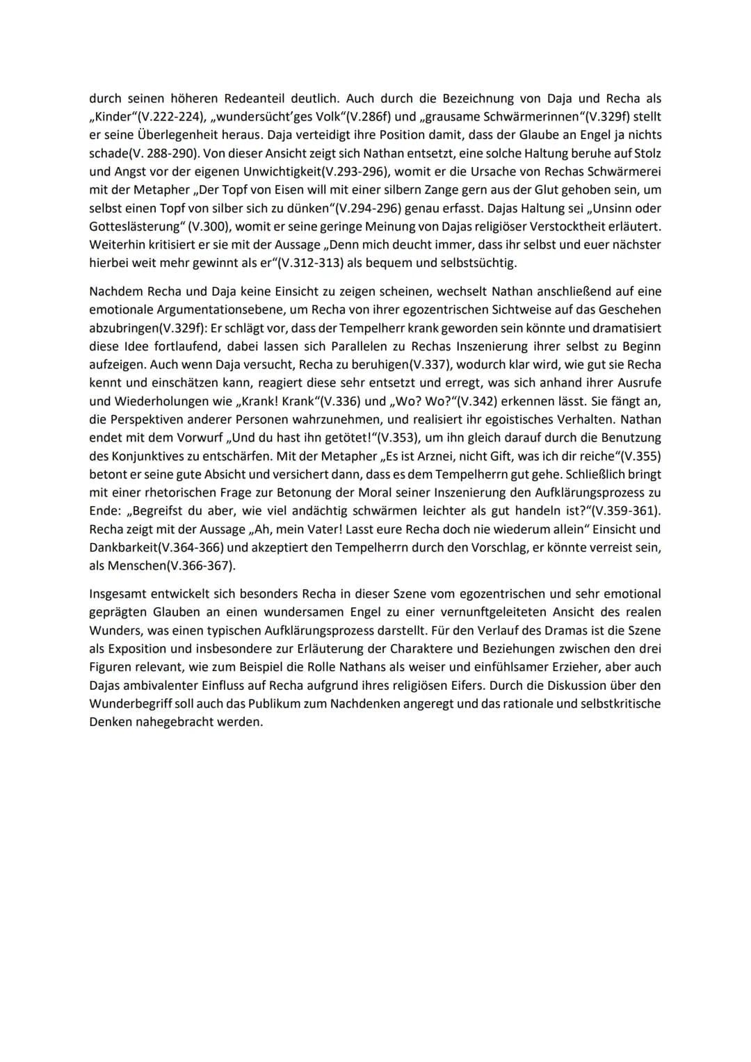 Szenenanalyse - Nathan der Weise 1.2
Bei der vorliegenden Textstelle handelt es sich um Szene 1.2 aus Gotthold Ephraim Lessings
dramatischen