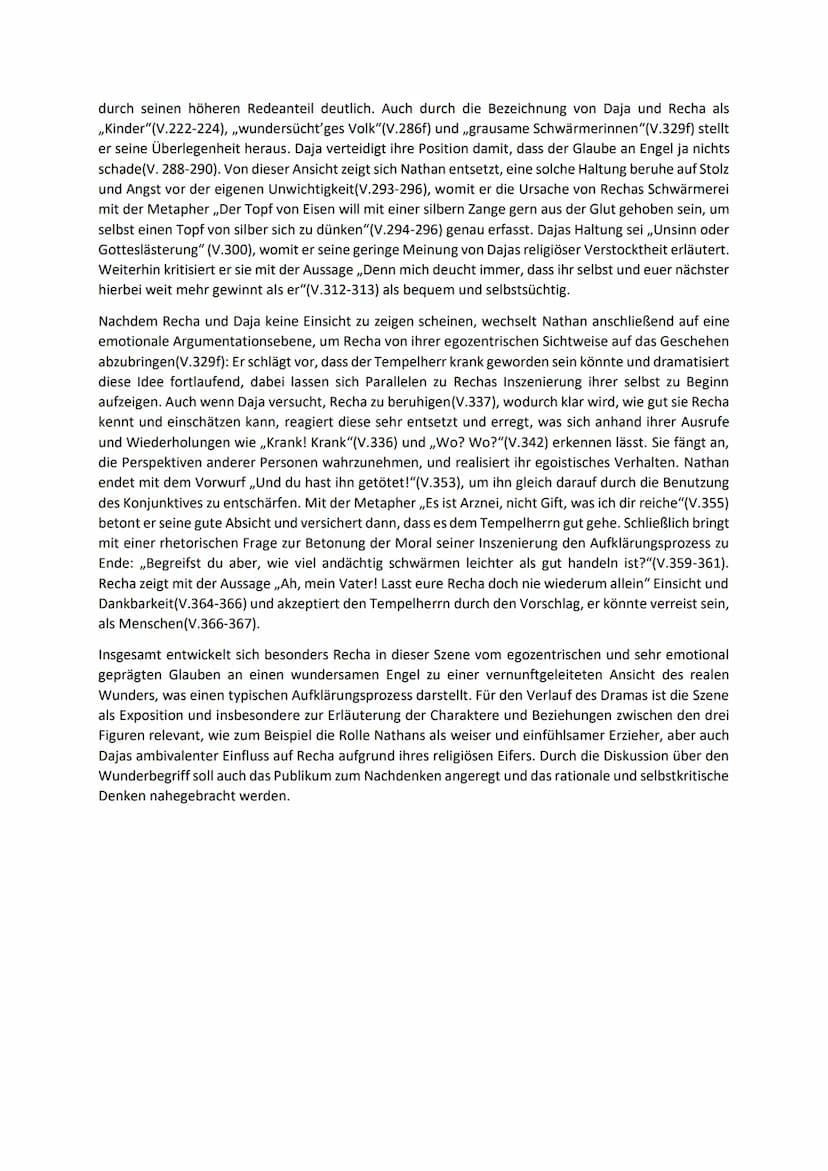 Szenenanalyse - Nathan der Weise 1.2
Bei der vorliegenden Textstelle handelt es sich um Szene 1.2 aus Gotthold Ephraim Lessings
dramatischen