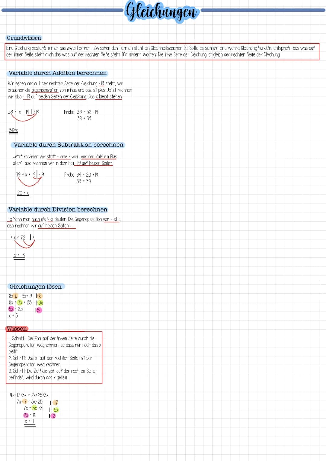 Ergänzung zu Gleichungen 