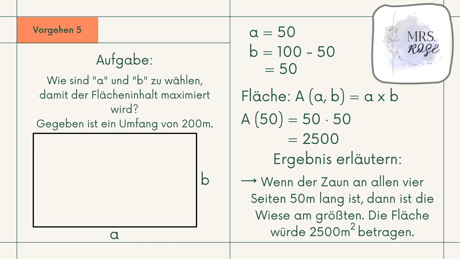 +
Q1 GK, Mathematik
Extremwertaufgaben
mit
Nebenbedingungen
Präsentation
Ī
MRS.
ROSE Gliederung
1. Was sind "Extremwertaufgaben"?
2. Vorgehe