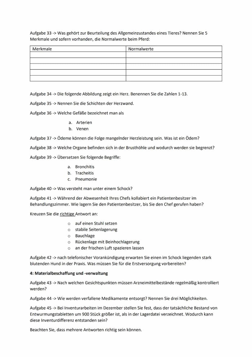 Zugelassene Hilfsmittel:
Zwischenprüfung
Gebührenordnung für Tierärzte
Taschenrechner
1: Durchführen von Hygienemaßnahmen
Aufgabe 1 -> Was v