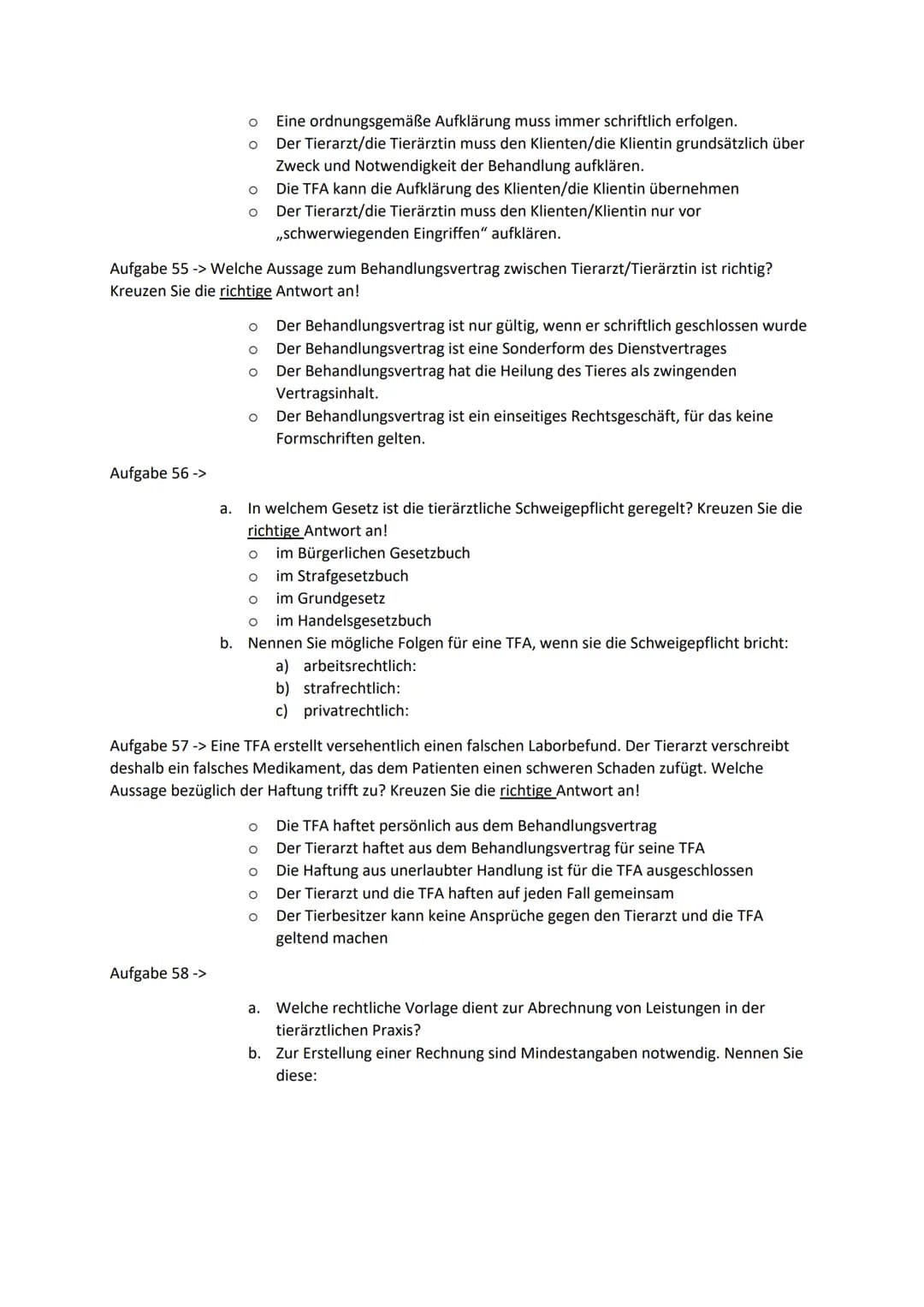Zugelassene Hilfsmittel:
Zwischenprüfung
Gebührenordnung für Tierärzte
Taschenrechner
1: Durchführen von Hygienemaßnahmen
Aufgabe 1 -> Was v