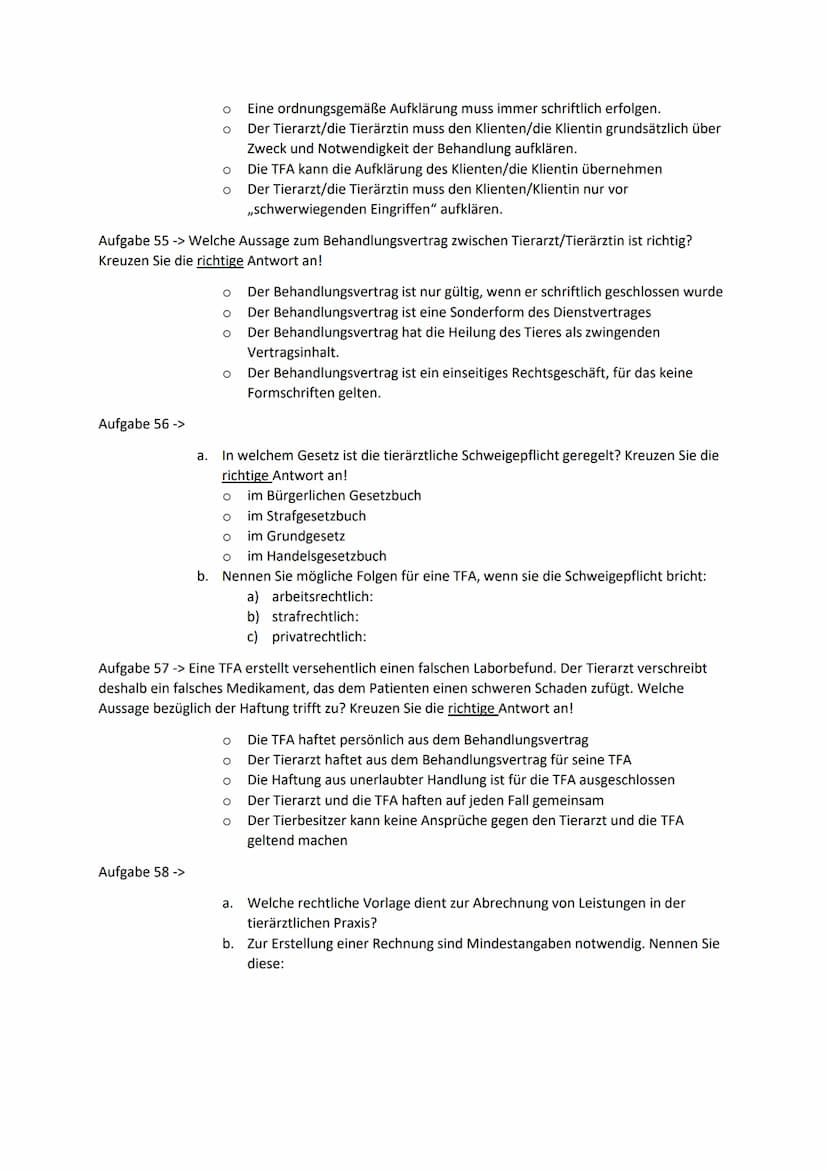Zugelassene Hilfsmittel:
Zwischenprüfung
Gebührenordnung für Tierärzte
Taschenrechner
1: Durchführen von Hygienemaßnahmen
Aufgabe 1 -> Was v