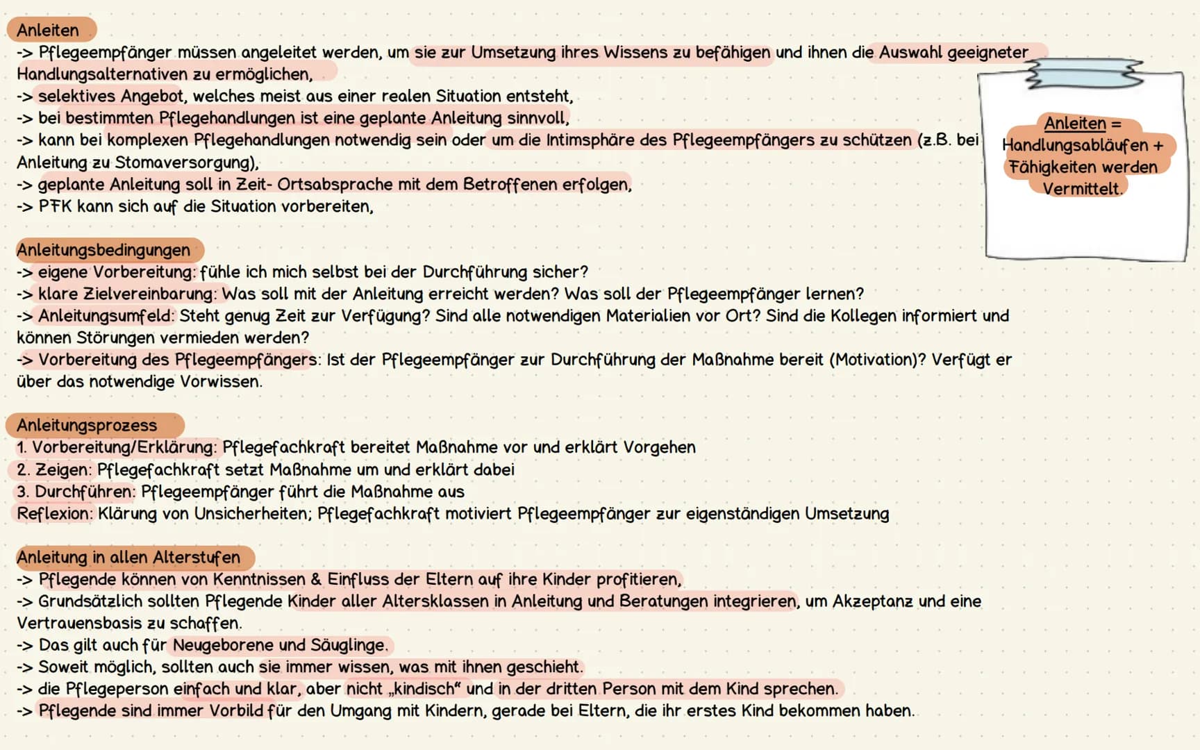 Informieren, Schulen, Anleiten und Beraten
Kompetent pflegen
-> Informieren, Schulen, Anleiten und Beraten von Pflegeempfängern sind Teil de