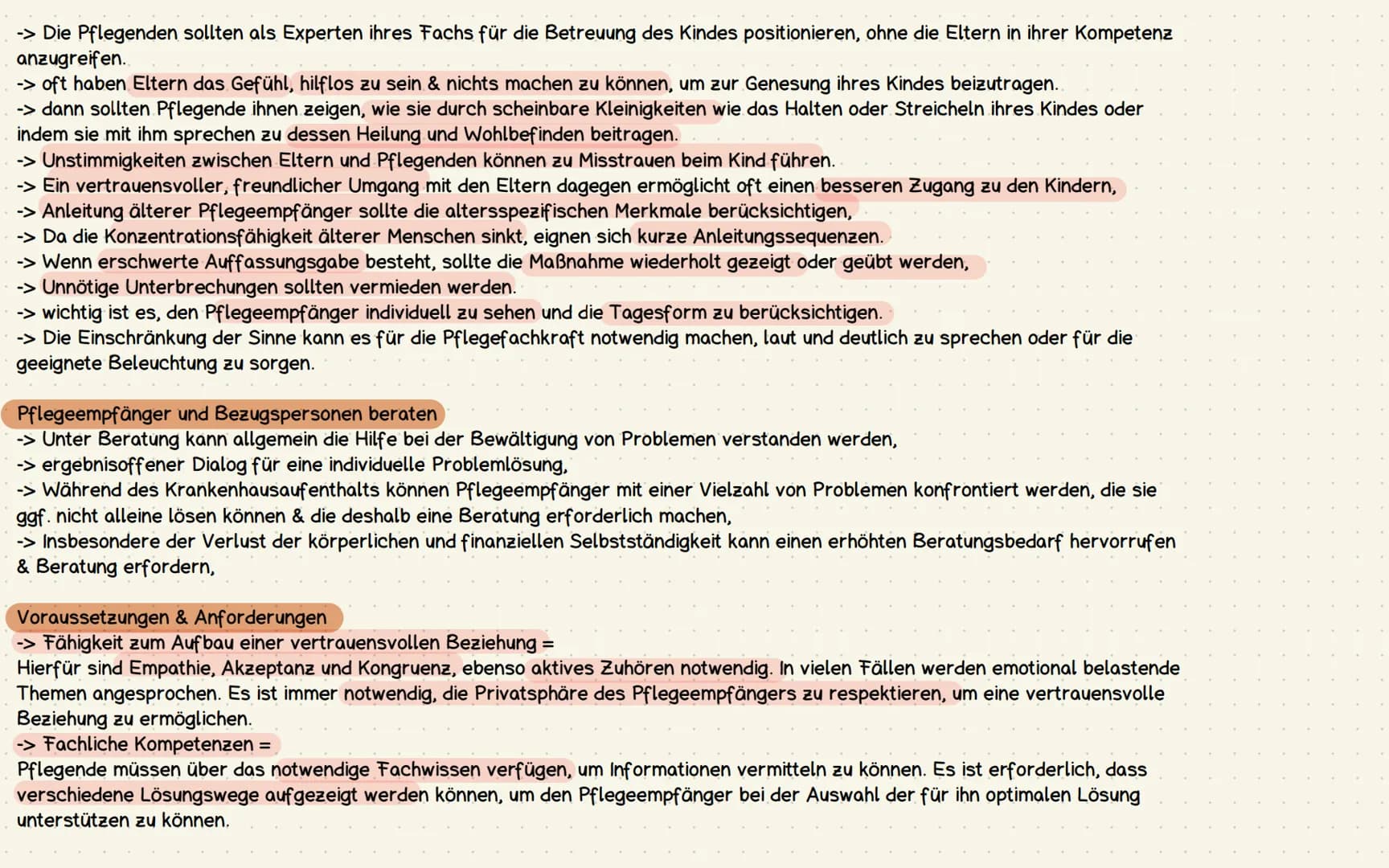 Informieren, Schulen, Anleiten und Beraten
Kompetent pflegen
-> Informieren, Schulen, Anleiten und Beraten von Pflegeempfängern sind Teil de