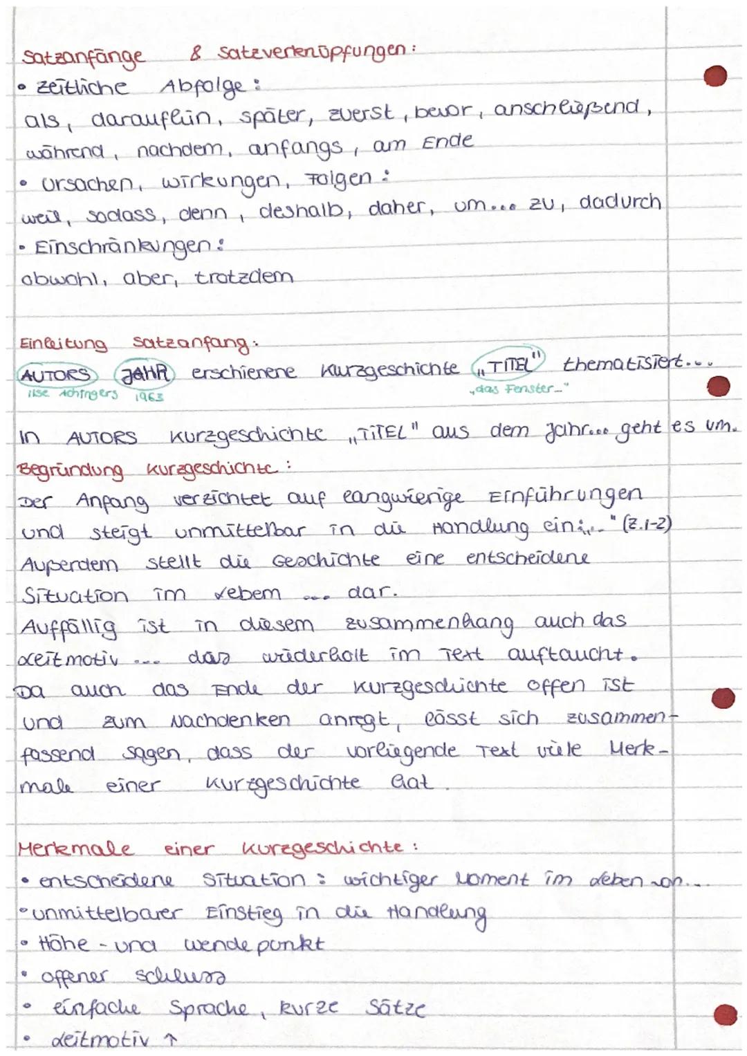 Satzanfänge
8 satzverknüpfungen:
• zeitliche Abfolge:
als, darauflün, später, zverst, bevor, anschließend,
während, nachdem, anfangs, am End