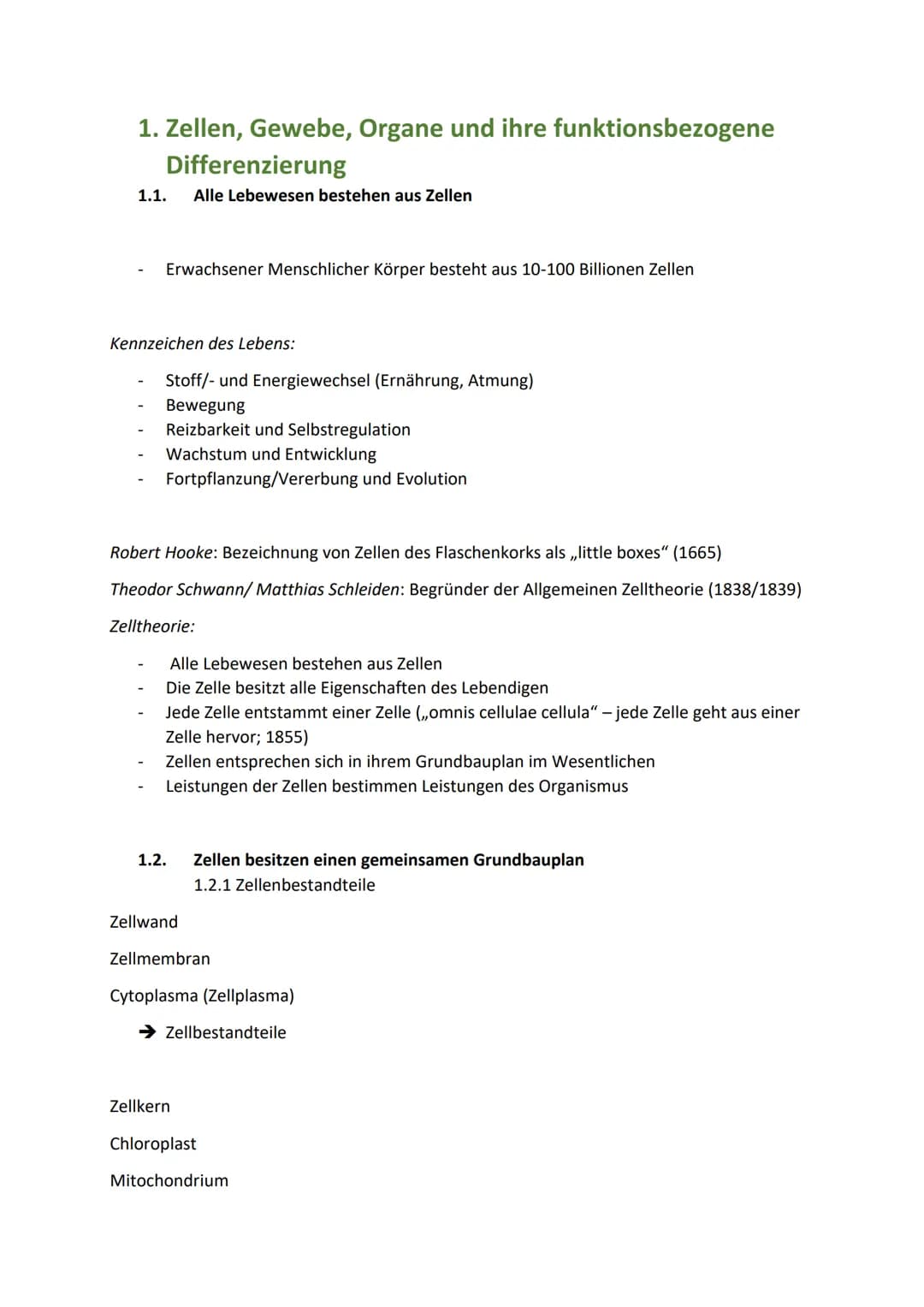 1. Zellen, Gewebe, Organe und ihre funktionsbezogene
Differenzierung
1.1. Alle Lebewesen bestehen aus Zellen
Erwachsener Menschlicher Körper