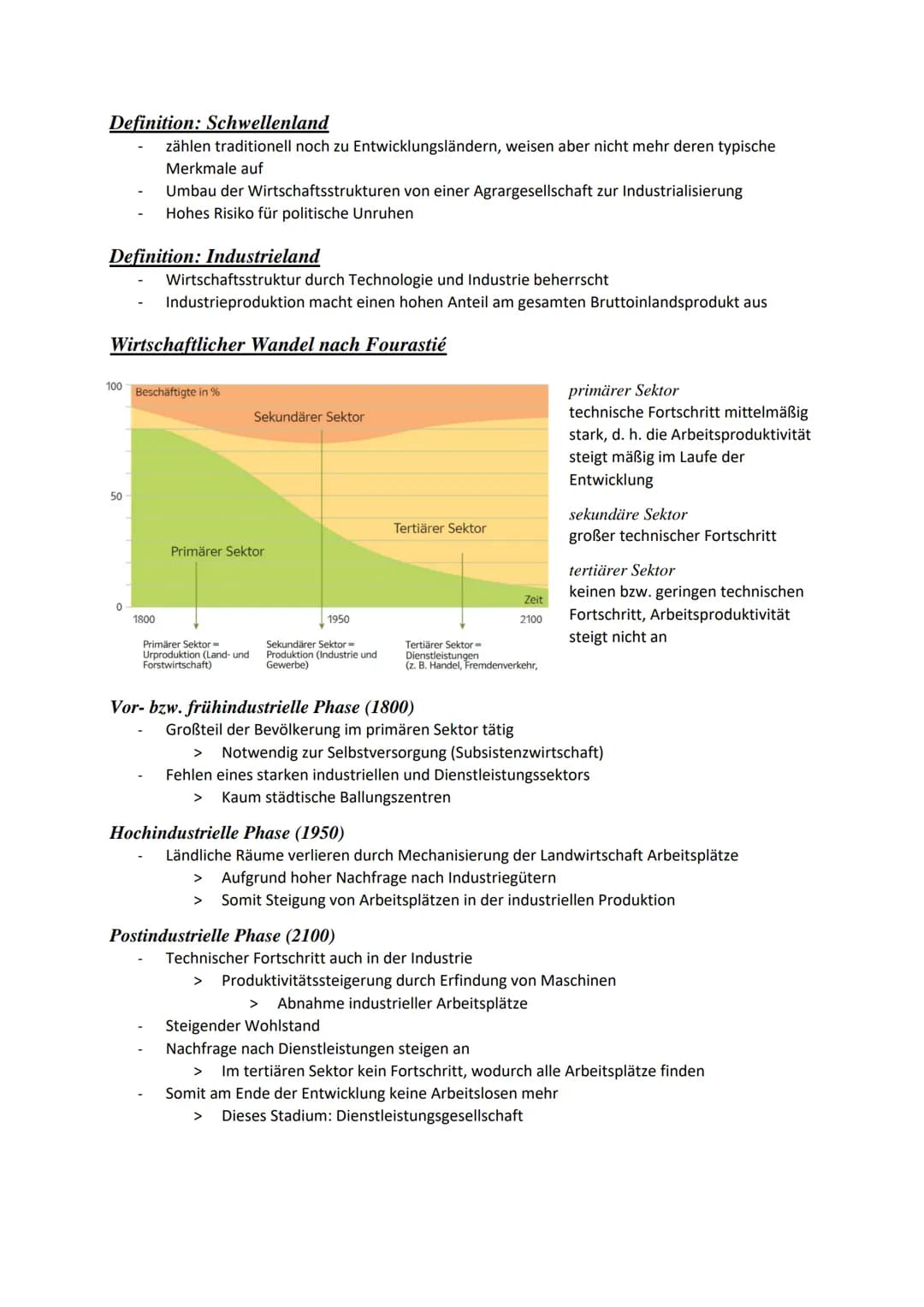 Weltwirtschaftsregionen im Wandel
Definition: Schwellenland..
Definition: Industrieland.
Wirtschaftlicher Wandel nach Fourastié.
Modellhafte