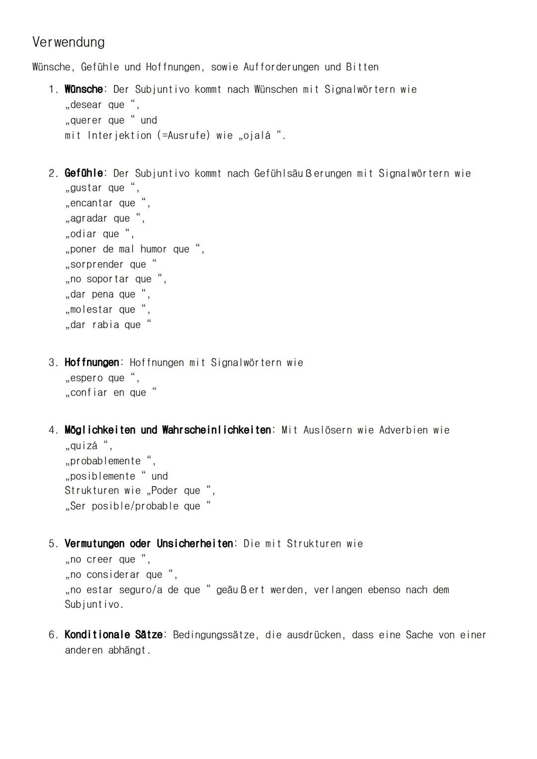 Spanisch Klassenarbeit
Grammatik
Subjunctivo
Presente
Yo
Tú
Hable
Hables
Él/Ella/Usted
Hable
Nosotros/Nosotras Hablemos
Vosotros/Vosotras Ha