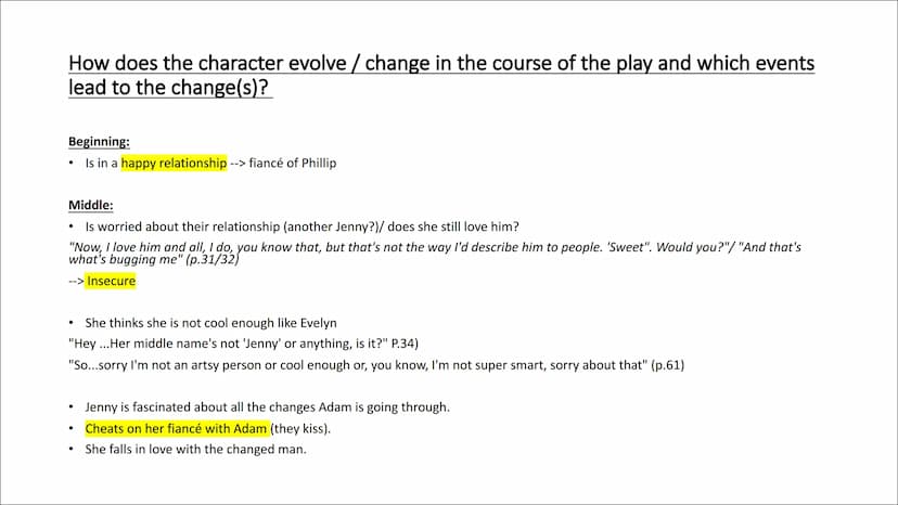 Characterisation
-Jenny-
"The Shape of Things" by Neil LaBute What do you learn about the character?
direct /
indirect
Inhibited, strict, ge