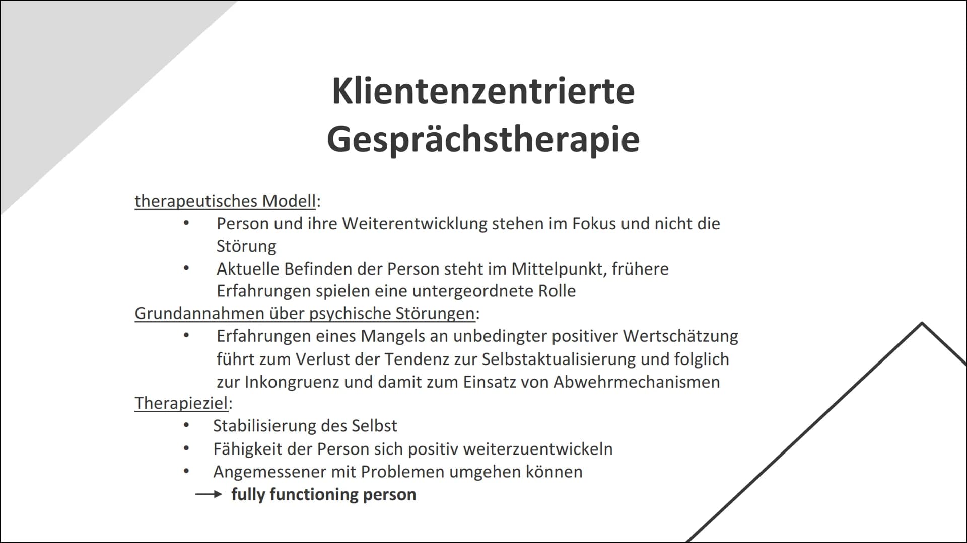 Humanistische
Psychologie Inhaltsverzeichnis
01
02
03
04
Entstehung
Personenzentrierte Theorie der
Persönlichkeit
nach Rogers
Klientenzentri