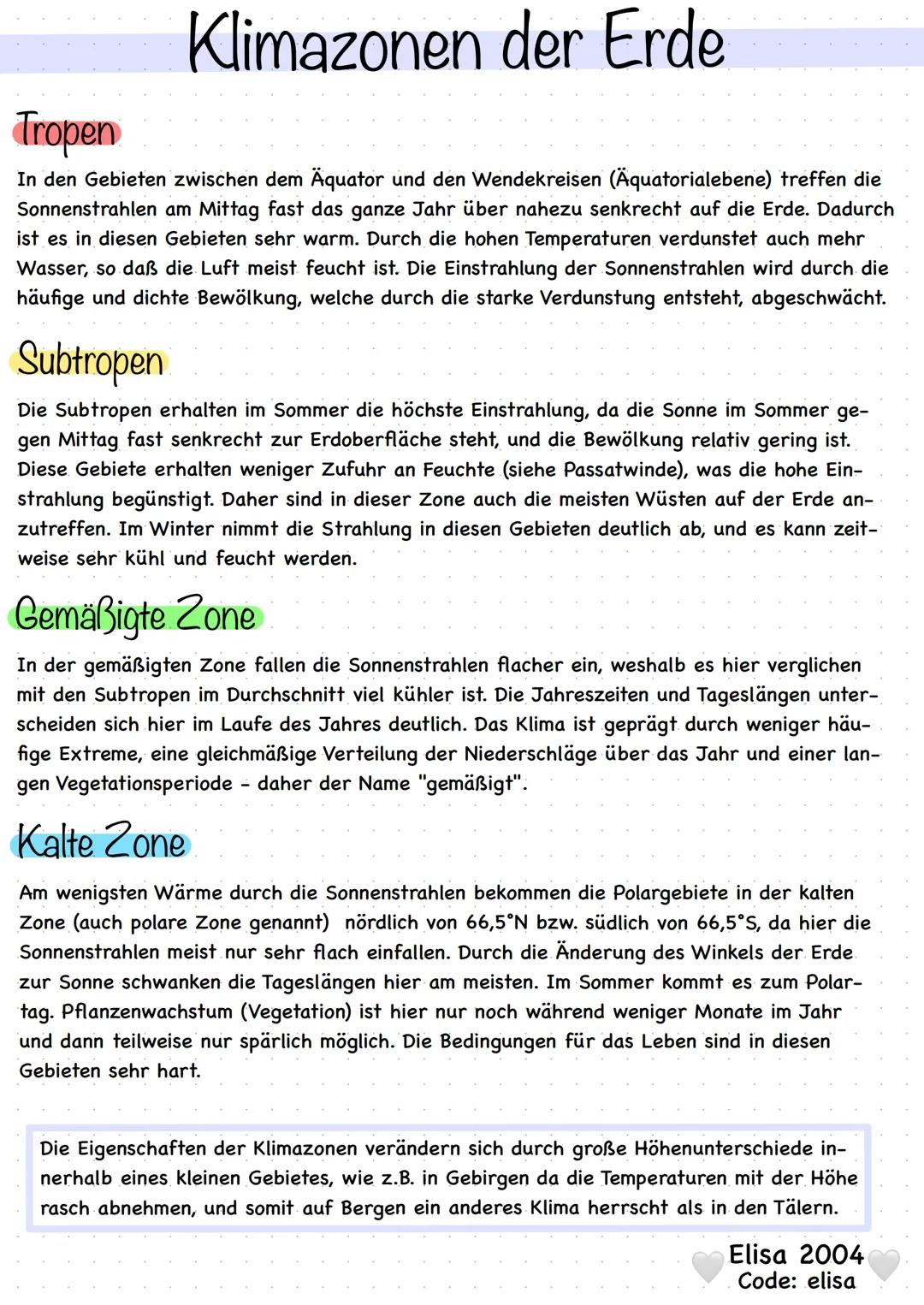 Klimazonen der Erde
Tropen
In den Gebieten zwischen dem Äquator und den Wendekreisen (Äquatorialebene) treffen die
Sonnenstrahlen am Mittag 