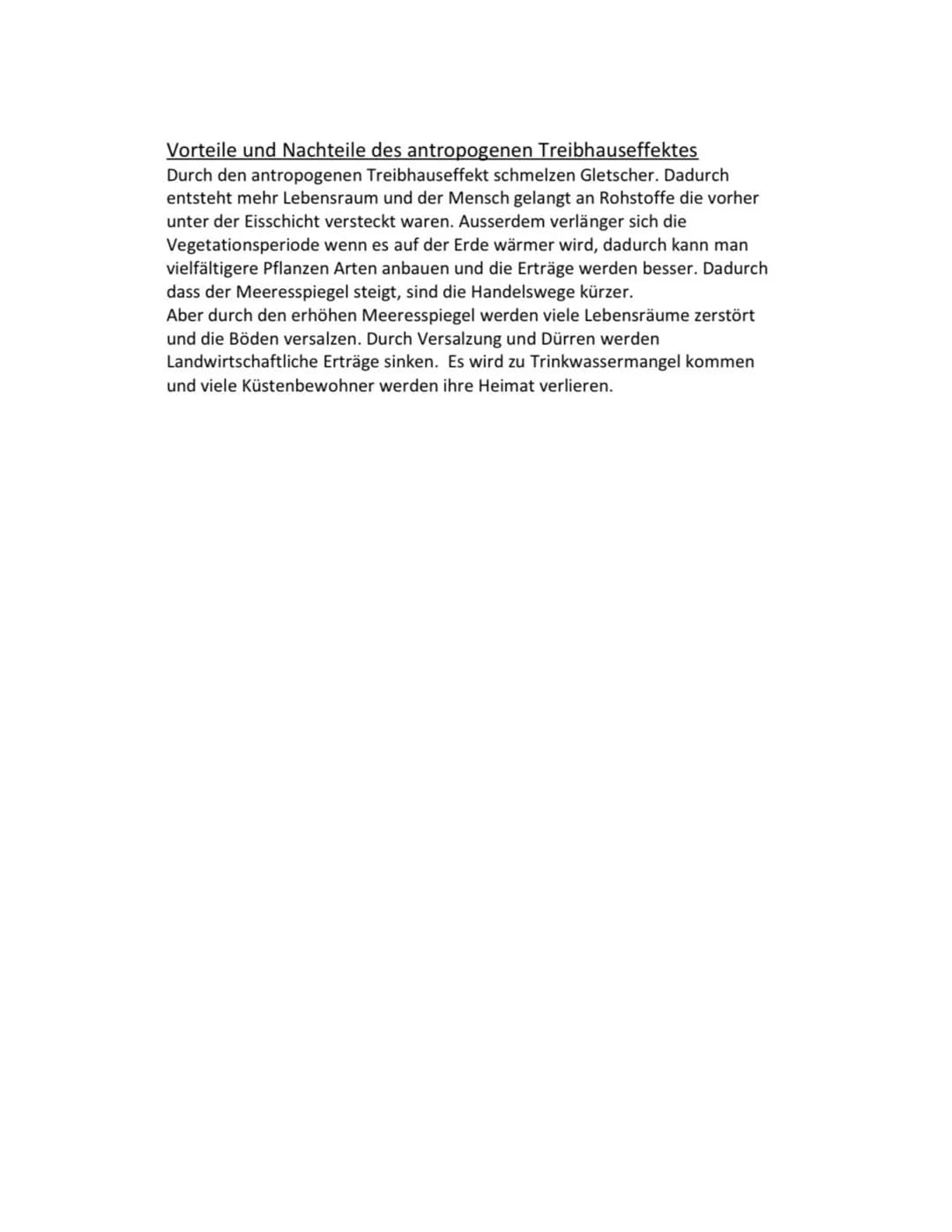 Natürlicher Treibhauseffekt
Die kurzwelligen Sonnenstrahlen treffen auf die Erde und werden von der Erde
zum Teil absorbiert und zum Teil re