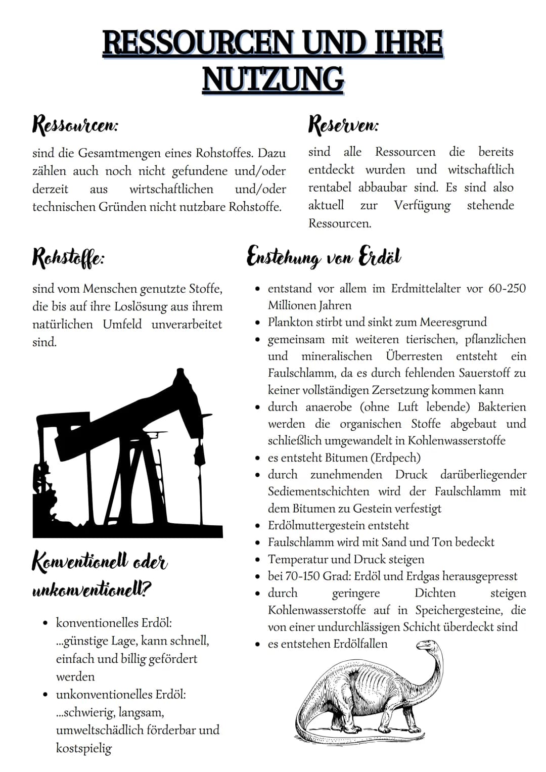 RESSOURCEN UND IHRE
NUTZUNG
Ressourcen:
sind die Gesamtmengen eines Rohstoffes. Dazu
zählen auch noch nicht gefundene und/oder
derzeit aus w