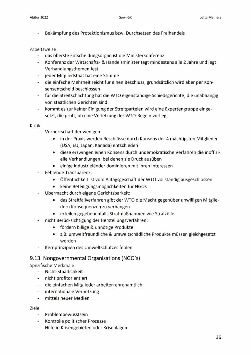 Abitur 2022
wirtschaftliche Dimension
Sowi GK
9. Globalisierung
9.1. Dimensionen
Dimensionen sind miteinander vernetzt & lassen sich nicht k