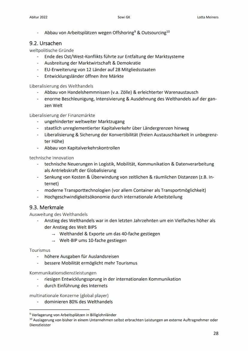 Abitur 2022
wirtschaftliche Dimension
Sowi GK
9. Globalisierung
9.1. Dimensionen
Dimensionen sind miteinander vernetzt & lassen sich nicht k