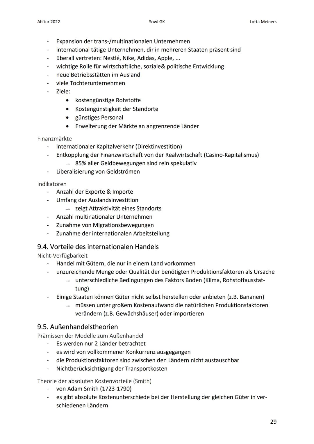 Abitur 2022
wirtschaftliche Dimension
Sowi GK
9. Globalisierung
9.1. Dimensionen
Dimensionen sind miteinander vernetzt & lassen sich nicht k