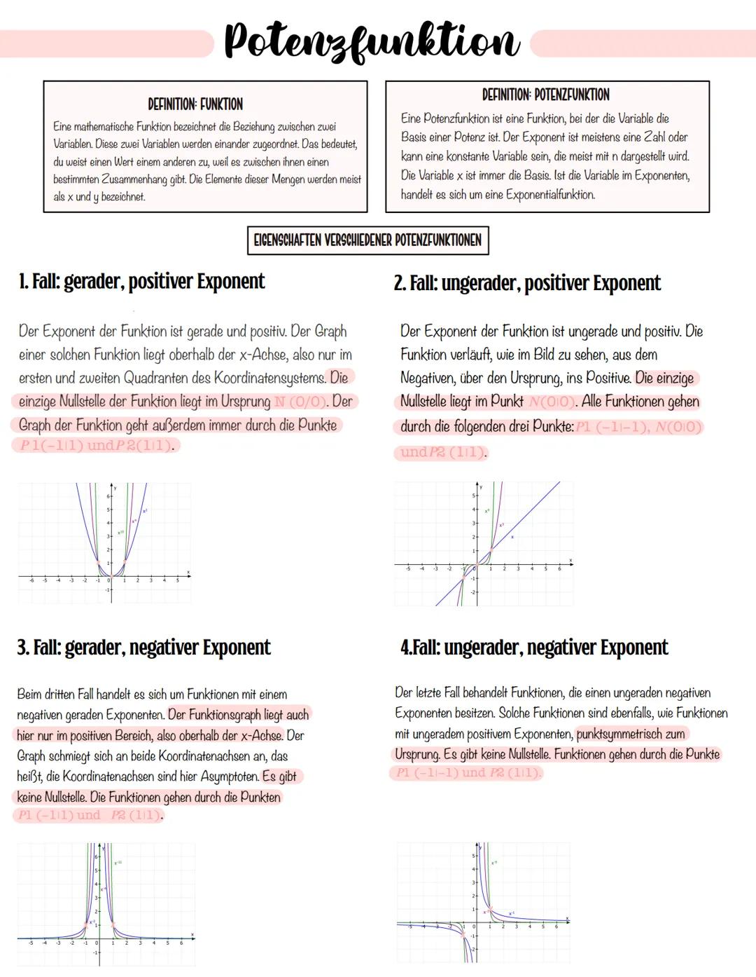 Potenzfunktion
DEFINITION: FUNKTION
Eine mathematische Funktion bezeichnet die Beziehung zwischen zwei
Variablen. Diese zwei Variablen werde