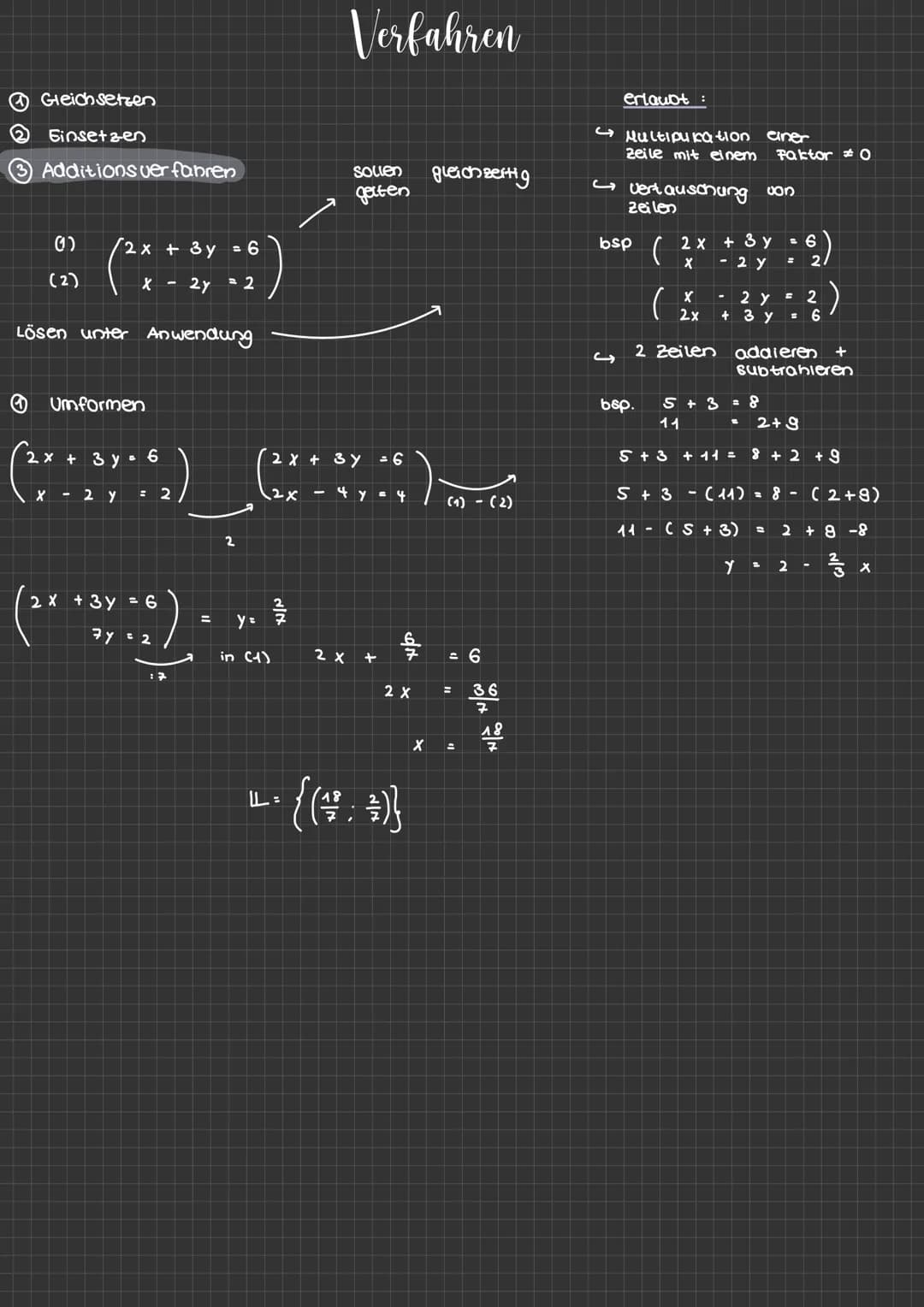 2x + 3y
3 y
Y
2 x
2 x
( 7 )
X
=>
8
2
fCx) = 2 - 3 x
+ 3 (2-
+6-
X
6
6
2
Linerare Gleichungssysteme (LGS)
1
Gerade
C/
个
unter
Reinen folge (x