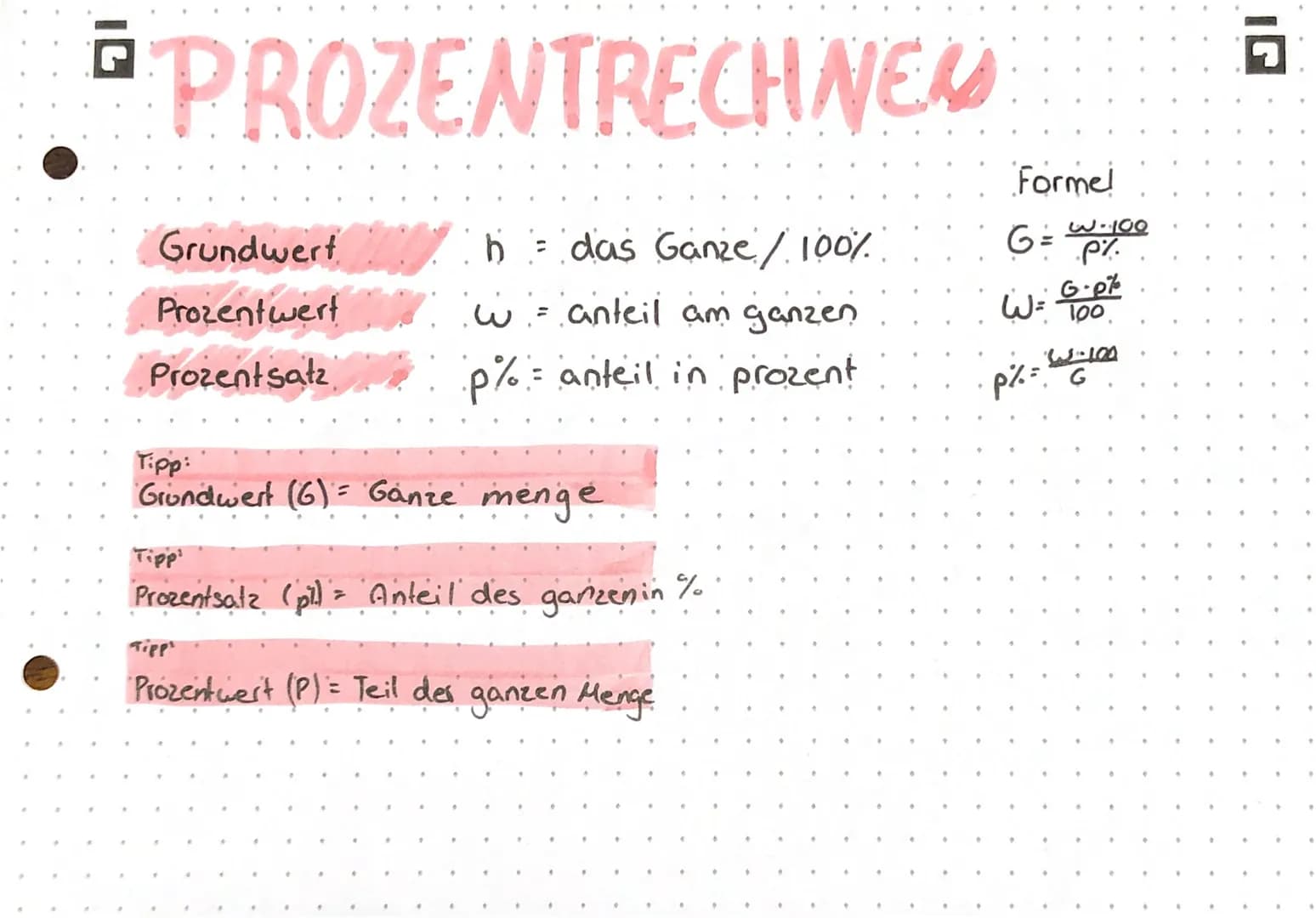 ום
PROZENTRECHNEN
Grundwert 2016
Prozentwert
Prozentsatz
h = das Ganze / 100%
w = anteil am ganzen
p/= anteil in prozent
Tipp:
Grondwert (6)