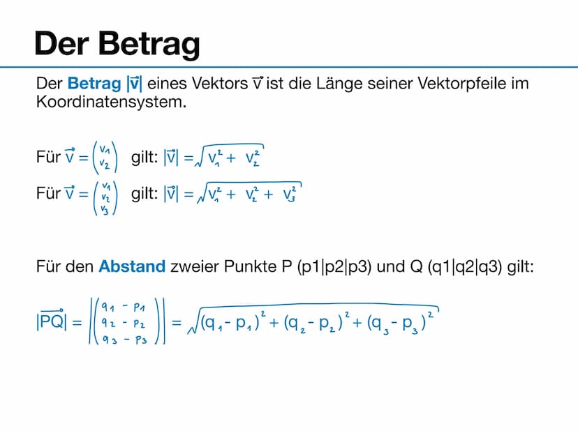 Vektoren, Geraden & Ebenen
Übersicht Inhalte
• Punkte im Raum (Tupel)
Orts-/Verbindungsvektoren
●
• Der Betrag
●
• Geradengleichungen
●
●
Ad