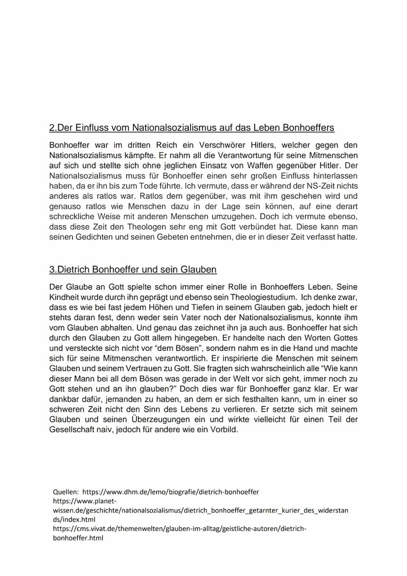 Abschlussprojekt zu Thema "Kirche im Dritten Reich"
Gedicht für Mitgefangene, 1943
Dietrich Bonhoeffer
1.Bonhoeffers Situationslage
Wie ist 