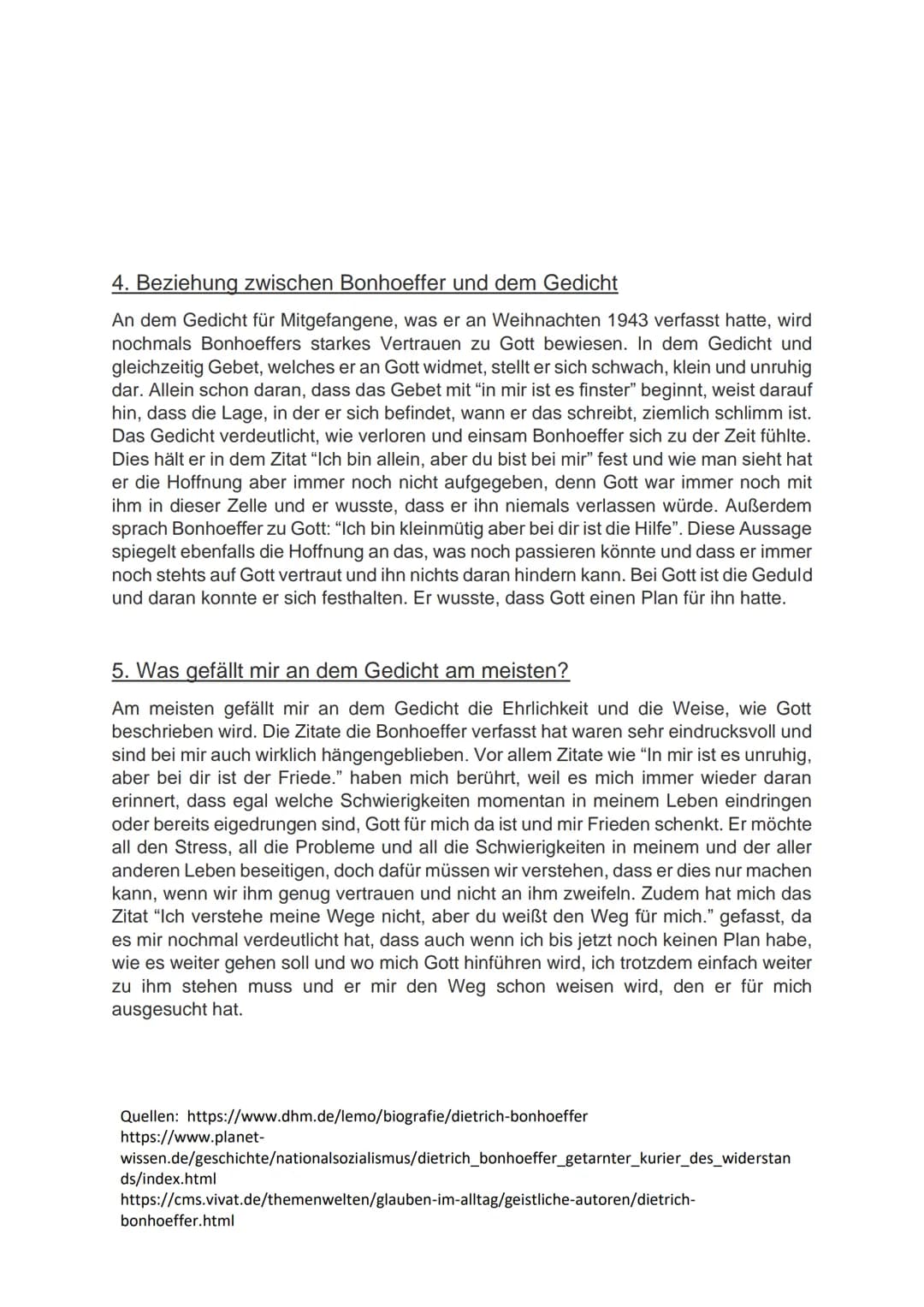 Abschlussprojekt zu Thema "Kirche im Dritten Reich"
Gedicht für Mitgefangene, 1943
Dietrich Bonhoeffer
1.Bonhoeffers Situationslage
Wie ist 
