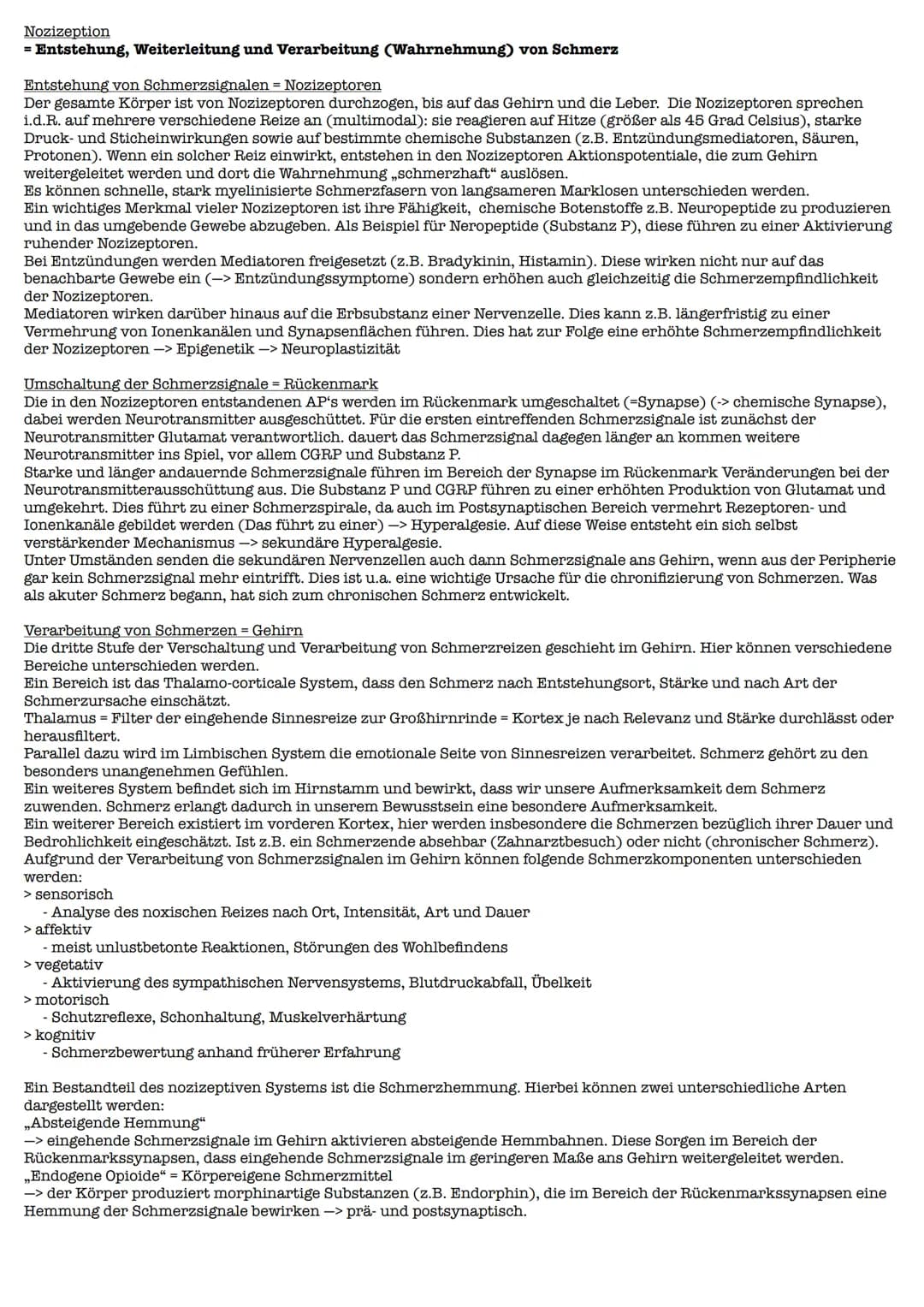 Lernzettel Gesndheit Extemporale
Definition:
> Schmerz ist ein unangenehmes Sinnes- und Gefühlserlebnis, das mit aktueller oder potentieller