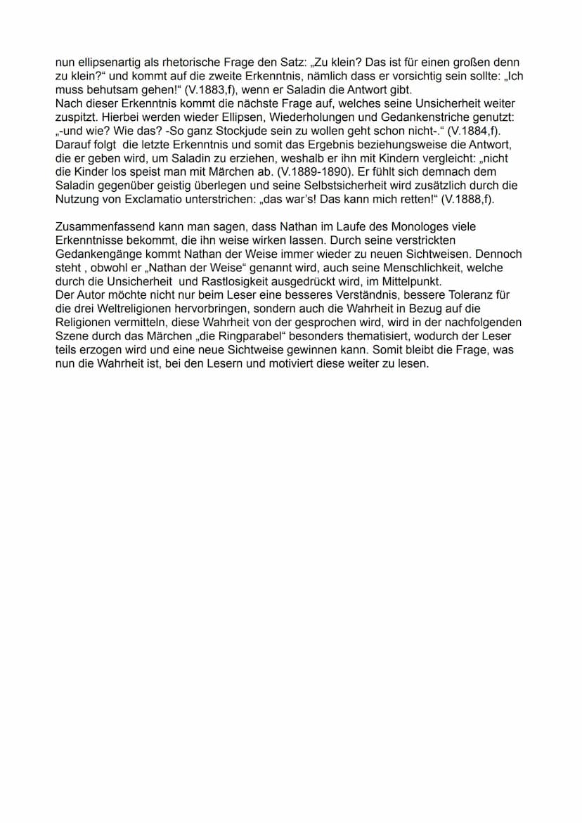 Analyse III/6
Das Drama ,Nathan der Weise" verfasst von Gotthold Ephraim Lessing im Jahre 1779
spielt zur Zeit der Kreuzzüge in Jerusalem un