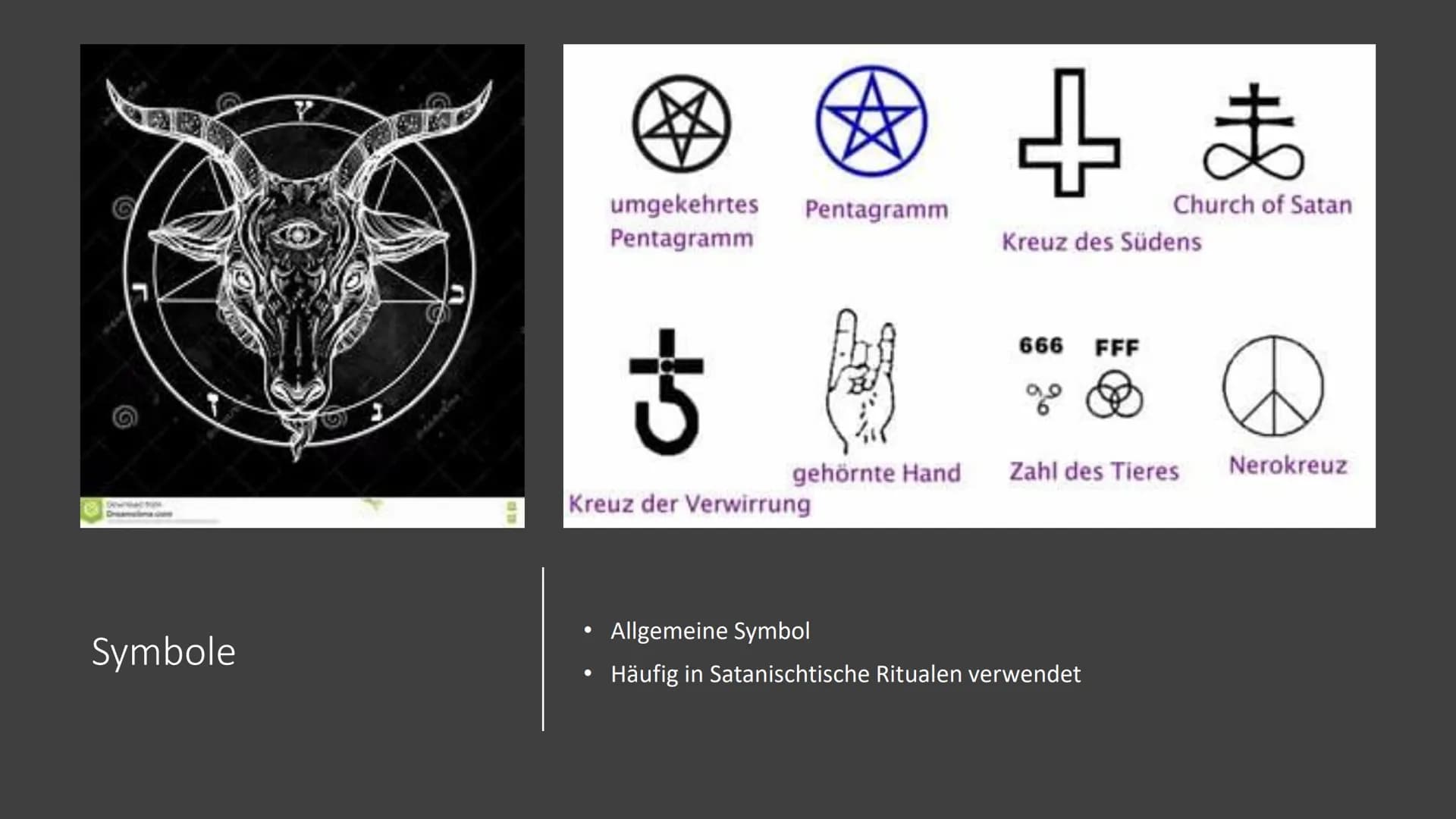 Satanismus Symbol Allgemein
Bewegung die sich positiv auf das Böse hingezogen fühlen
●
2 Richtung des Satanismus
• Erste Belege seit dem 17.