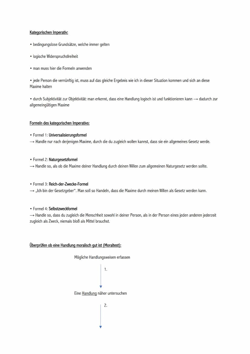 Immanuel Kant
Allgemein:
• Kant bewertet Motivation/ Absicht des Handelns und nicht die Folgen!
• der „gute Wille" ist nach Kant das Einzige