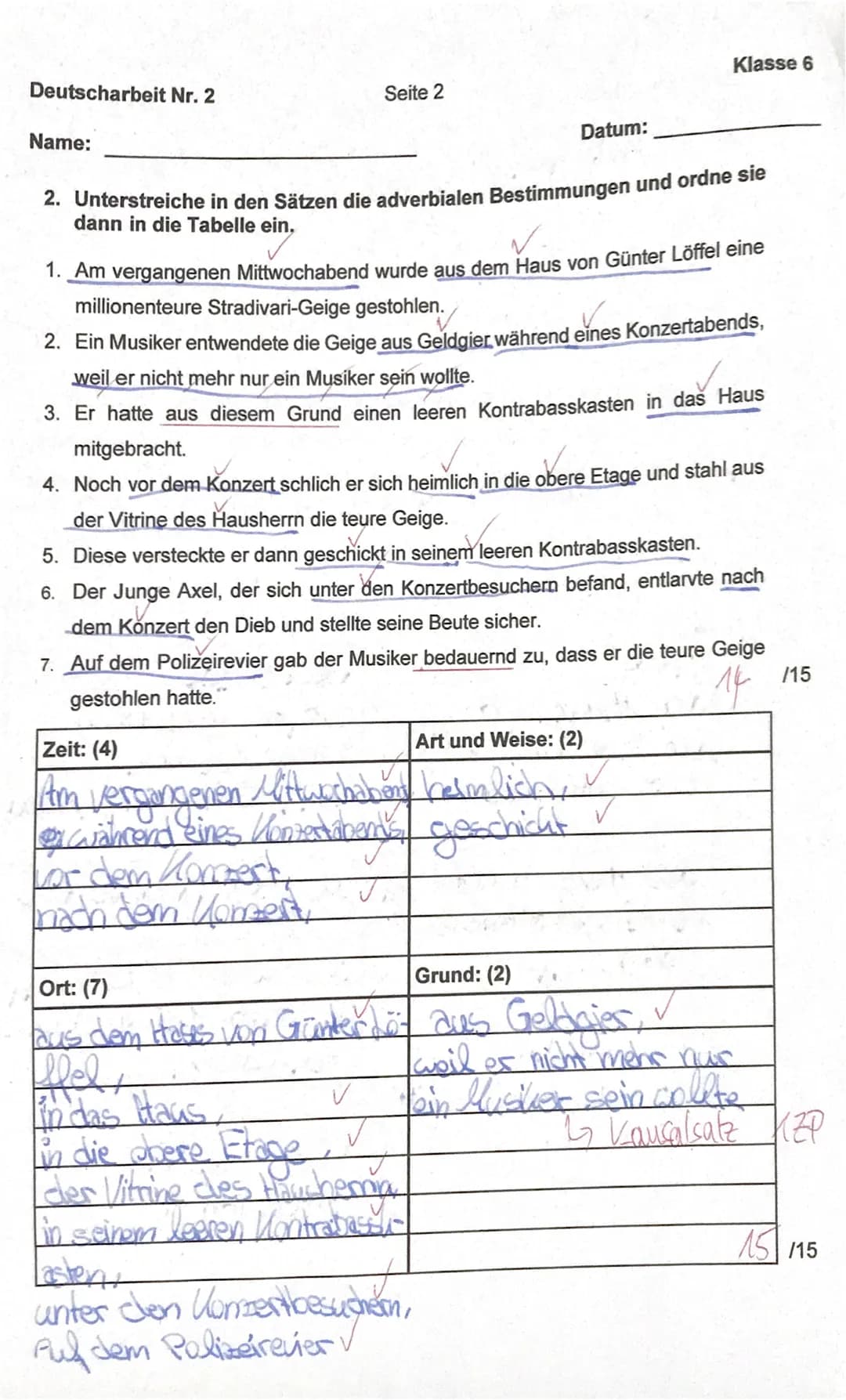 1. Bestimme in den folgenden Sätzen die Satzglieder und
ordne sie unten in die Tabelle ein.
1. Axel beobachtete aus seinem Baumversteck das 