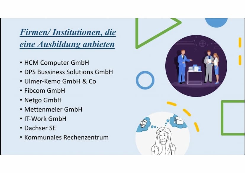 Kauffrau für IT-
System-Managment Gliederung
• Beschreibung des Berufs
• Beschäftigungsbetriebe/Arbeitsorte
• Benötigter Schulabschluss
• An