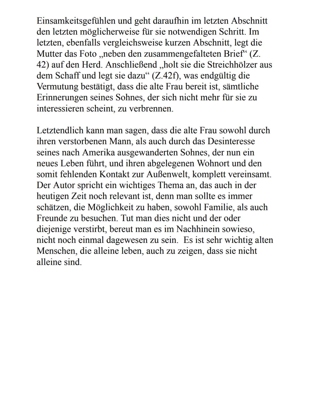 Brief aus Amerika
Die Kurzgeschichte ,,Brief aus Amerika“, die 1963 von
Johannes Bobrowski veröffentlicht wurde, behandelt das
Thema Einsamk
