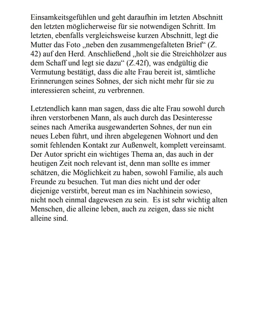 Brief aus Amerika
Die Kurzgeschichte ,,Brief aus Amerika“, die 1963 von
Johannes Bobrowski veröffentlicht wurde, behandelt das
Thema Einsamk